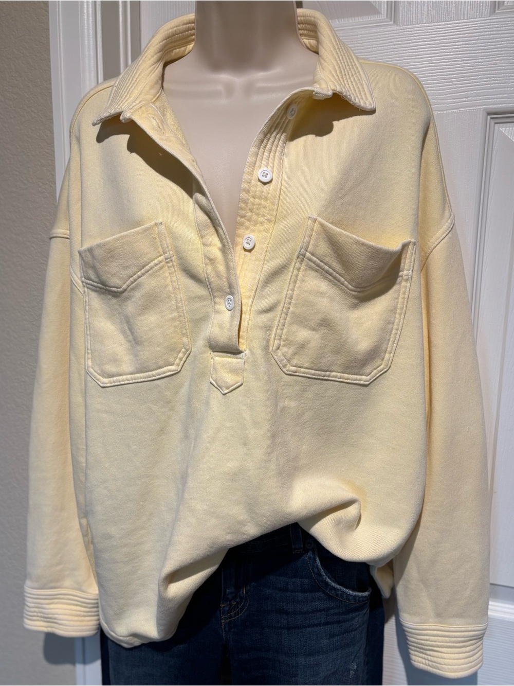 Aerie pale yellow Oversized collared Sweatshirt